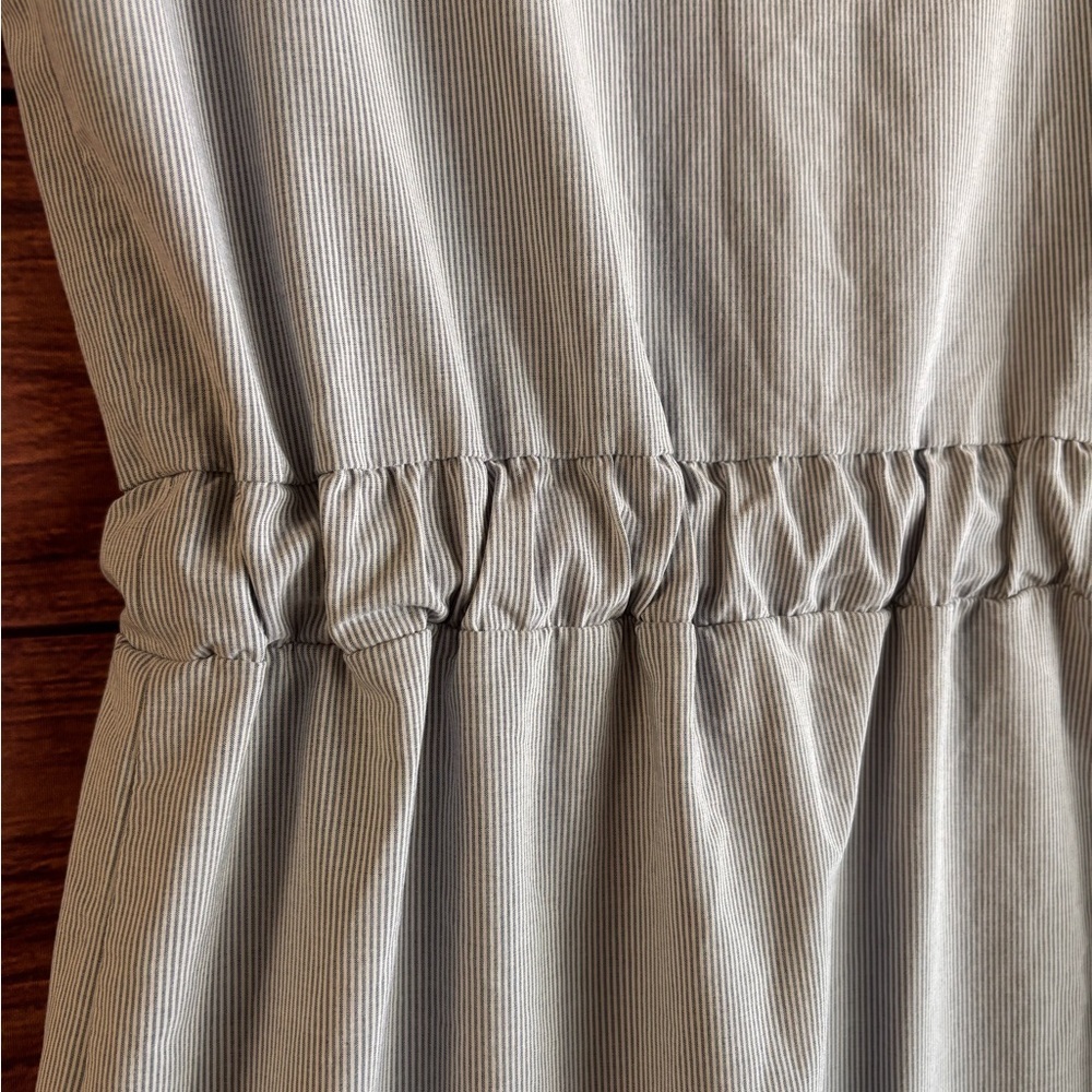 Athleta Pinstripe Sleeveless Elastic Waist Mini Dress Blue White Size 2 - Picture 5 of 8